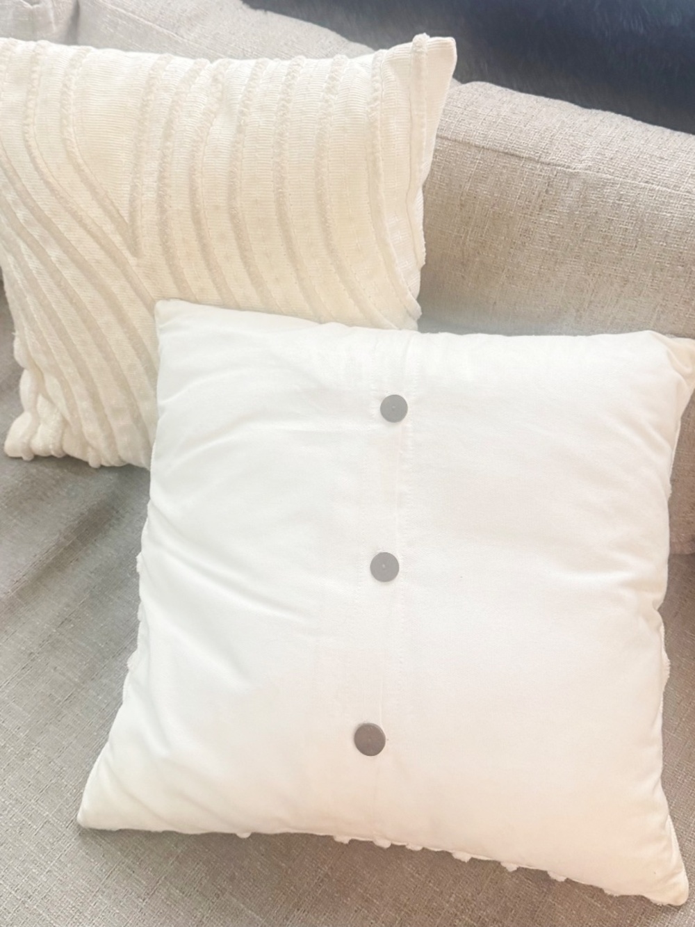 2 West Elm Pillows Covers only. Ivory/off white. 16"